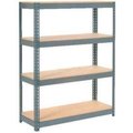 Global Equipment Extra Heavy Duty Shelving 48"W x 18"D x 72"H With 4 Shelves, Wood Deck, Gry 255678